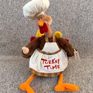 RARE Gund Turkey Time Chef Plush Stuffed Animal Figure Thanksgiving Stuffy 16”